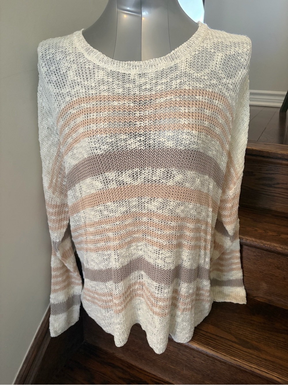 Love Riche Cream Sweater with Taupe and Blush Stripes
